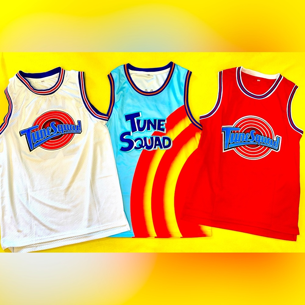 3 Tune Squad Jerseys Lebron Bugs Lola-Size L/M Sewn Name Numbers Great Condition